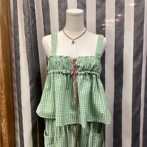 BUCKETLIST Green Gingham Top